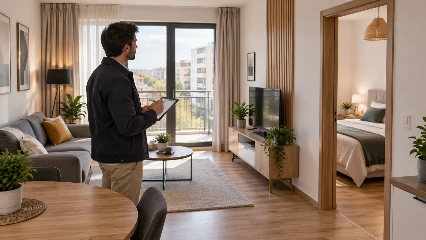 Proprietar care analizează costurile de administrare ale unui apartament pentru închiriere